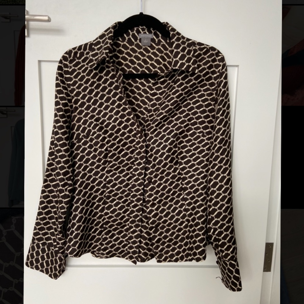 Brown silk collared blouse